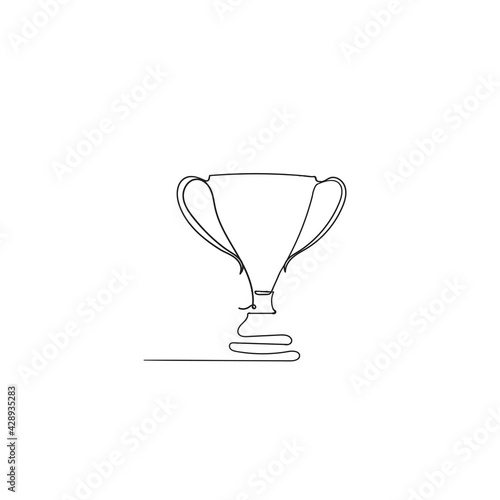 hand drawn doodle award trophy illustration vector in continuous line art drawing