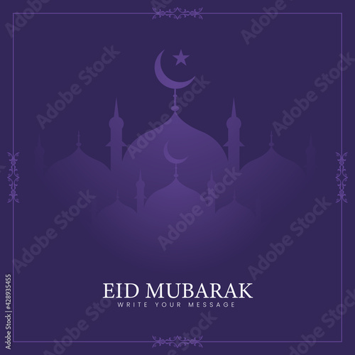 Eid mubarak design with Islamic ornaments. Can be used for greeting cards, banners, backgrounds and templates. © niloka studio