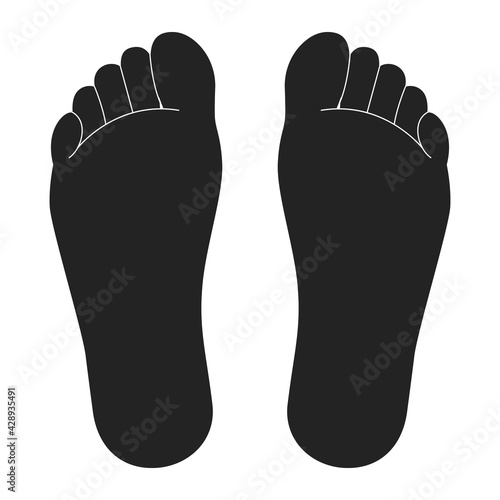 Barefoot silhouette , feet isolated vector illustration. 