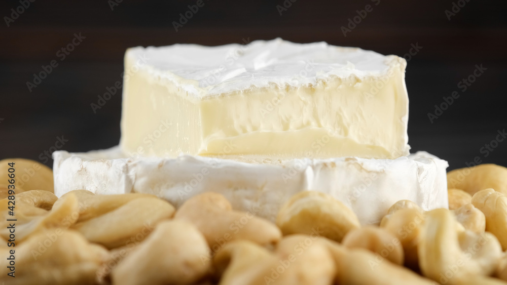 soft cheese camembert or brie with cashews soft cheese camembert or brie with cashews