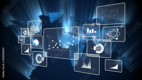 Tableau sur toile Analytics data big business intelligence background