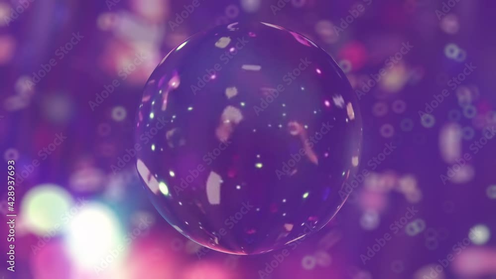 Transparent sphere with golden confetti reflection. Transparent sphere with golden confetti reflection.