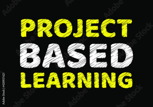 Project based learning PBL writing on black chalkboard. Vector graphic
