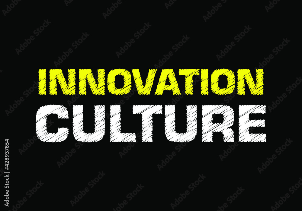 Fototapeta premium Innovation Culture writing text on chalkboard. Vector design