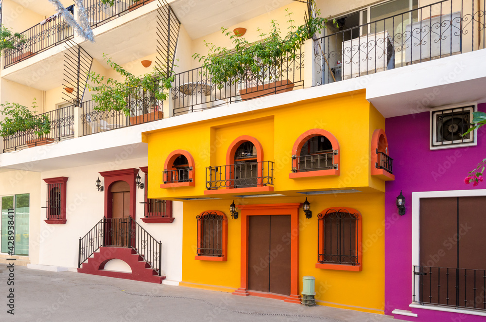 Colorful apartment building in Puerto Vallarta, Mexico.