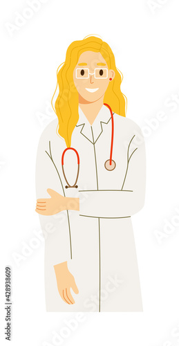 Doctor intern woman in uniform with stethoscope