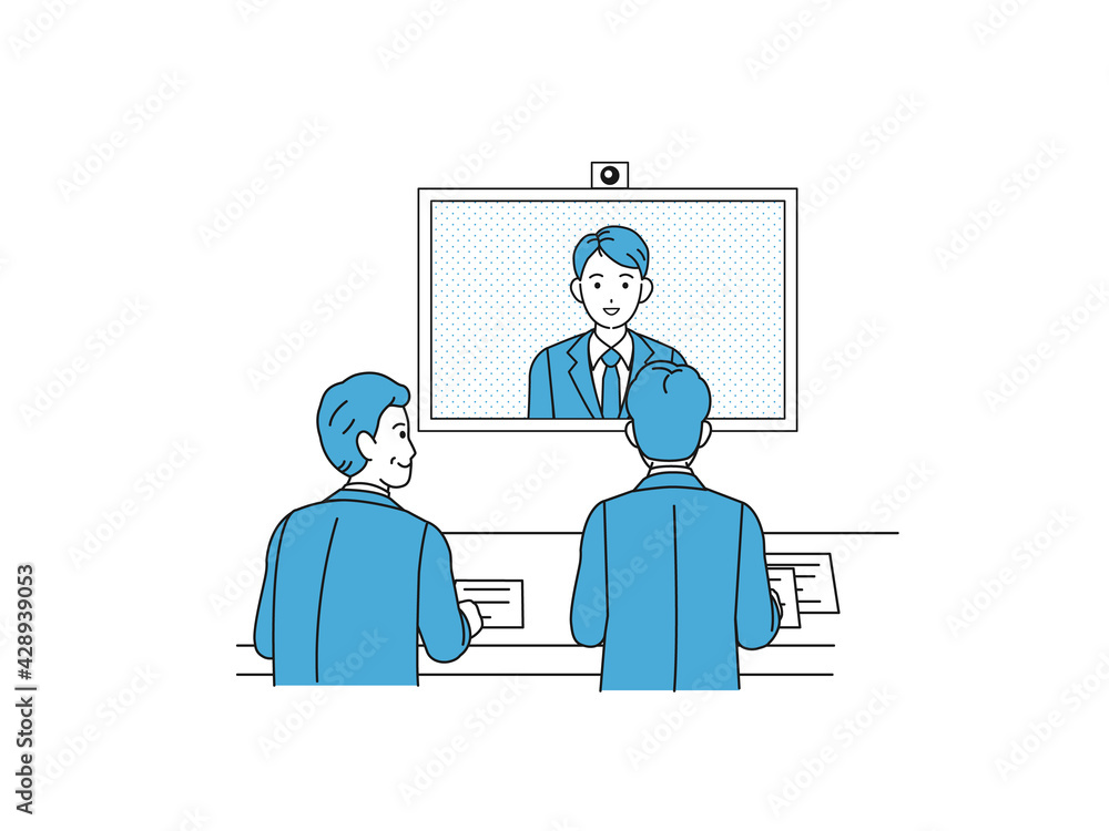 Webオンライン面接 リモート面接 スーツを着た男性 イラスト素材 Stock Vector Adobe Stock