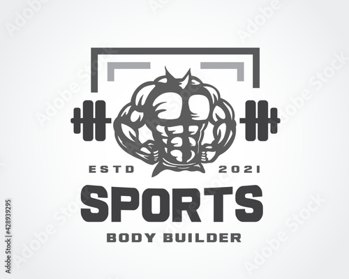 Fitness Gym logo design template bodybuilder vector illustration