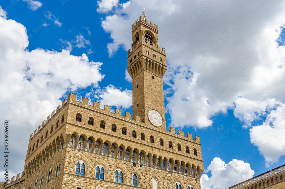 Fragment of the Old Palace (Palazzo Vecchio or Palazzo della Signoria), in Florence (Italy).
