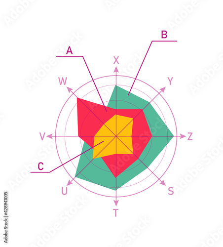 Statistic radar chart for business presentation