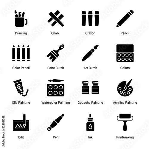 Arts and Crafts Stroke Glyph icons - Solid - Vector