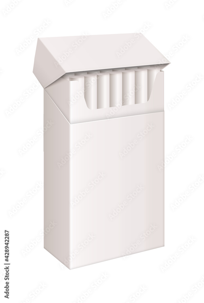 Opened pack of cigarette isolated on white background Opened pack of cigarette isolated on white background