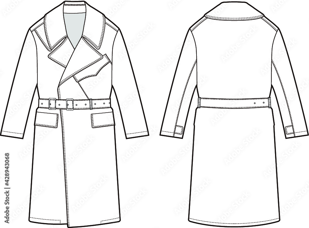 Coat fashion flat sketch template Stock Vector | Adobe Stock