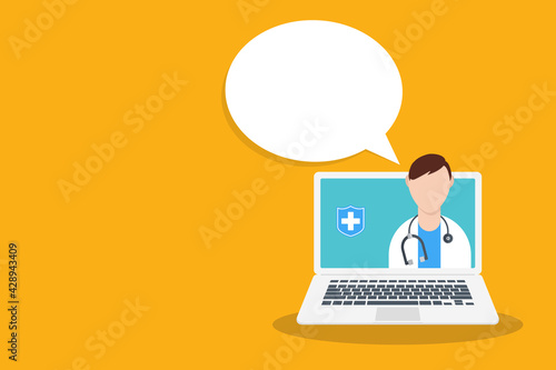 Online medical consultation or Doctor online concept. Concept for medical app and websites. Flat vector illustration.