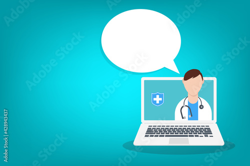 Online medical consultation or Doctor online concept. Concept for medical app and websites. Flat vector illustration.