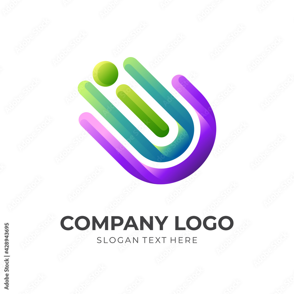 people care logo, hand and people, combination logo with 3d colorful style people care logo, hand and people, combination logo with 3d colorful style