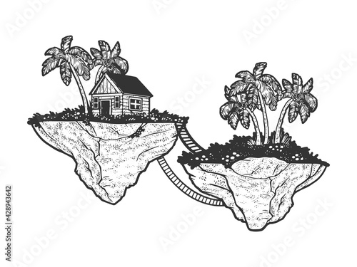 Wallpaper Mural fabulous flying islands sketch raster illustration Torontodigital.ca