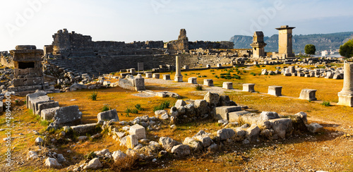 Ruins of Roman amphitheater in ancient Lycian city of Xanthos on site of present day Kinik, Turkey