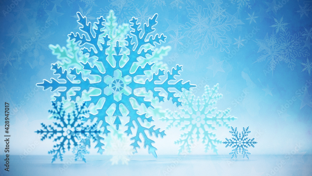 Abstract soft blue snowflake background. 3D illustration Abstract soft blue snowflake background. 3D illustration