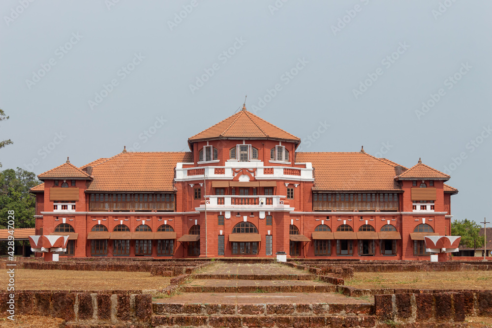 Front facade of Thiba Palace which was built in 1910 for  for King Thibaw of Myanmar (Burma)  Ratnagiri, Maharashtra, India.