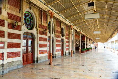 Bild auf Leinwand View of historic building of Sirkeci railway Terminal in Ottoman architectural s