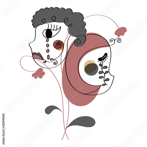 Face Line Art Feeling Desperate