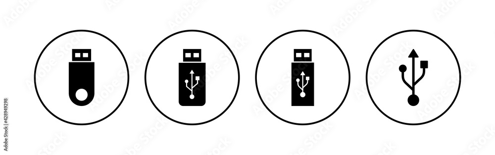 Usb icon set. Flash disk icon vector Usb icon set. Flash disk icon vector
