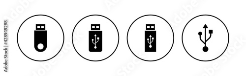 Usb icon set. Flash disk icon vector
