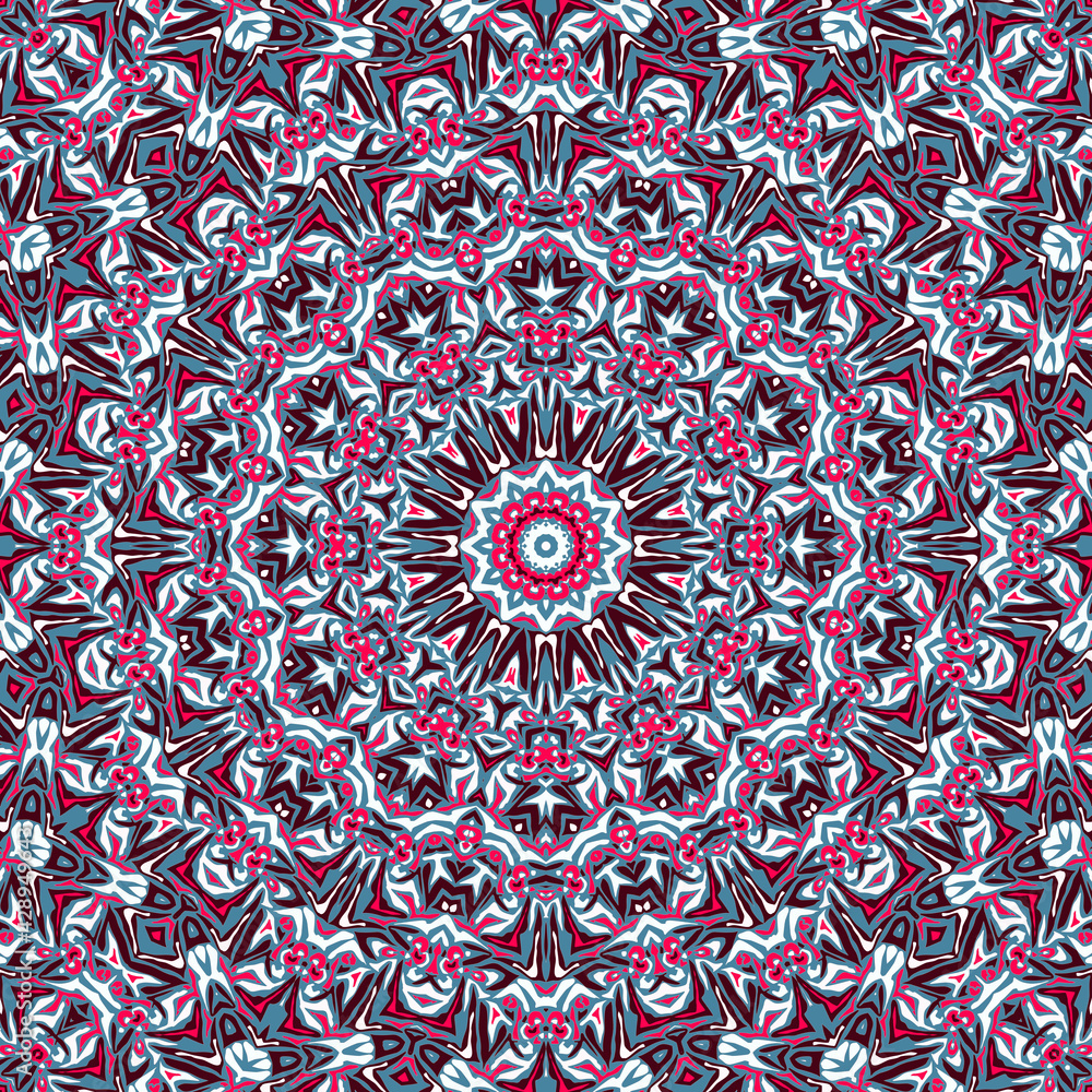 Obraz premium Seamless abstract pattern. White, red and khaki mandala.