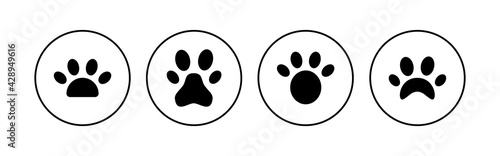 Paw icon set. paw print icon vector. dog or cat paw