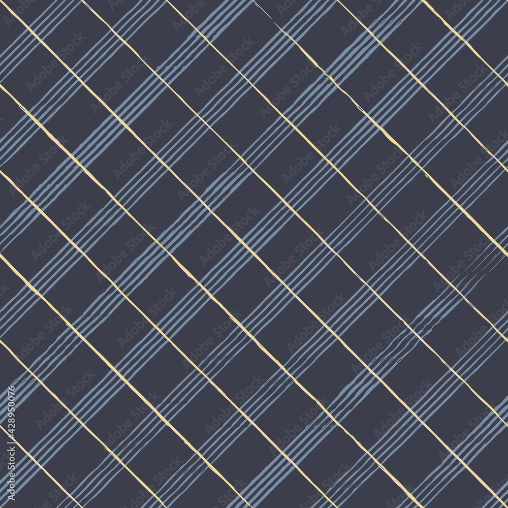 Vector blue yellow check dark seamless pattern Vector blue yellow check dark seamless pattern