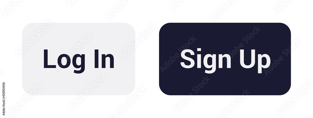 Log In, Sign Up buttons vector set. Isolated login signup UI elements on white background. Website and App icons interface design. Flat and modern vector illustration. Log In, Sign Up buttons vector set. Isolated login signup UI elements on white background. Website and App icons interface design. Flat and modern vector illustration.