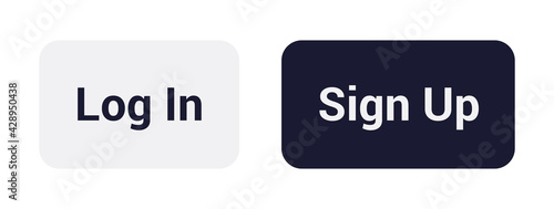 Log In, Sign Up buttons vector set. Isolated login signup UI elements on white background. Website and App icons interface design. Flat  and modern vector illustration. photo