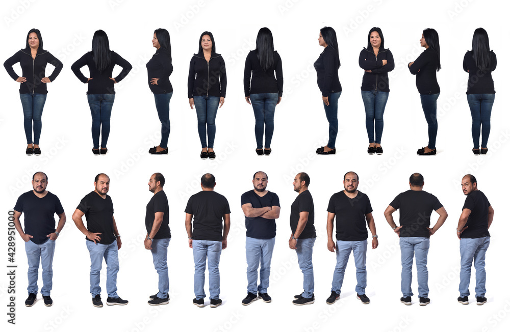 Obraz premium group of woman and man latin standing on white background