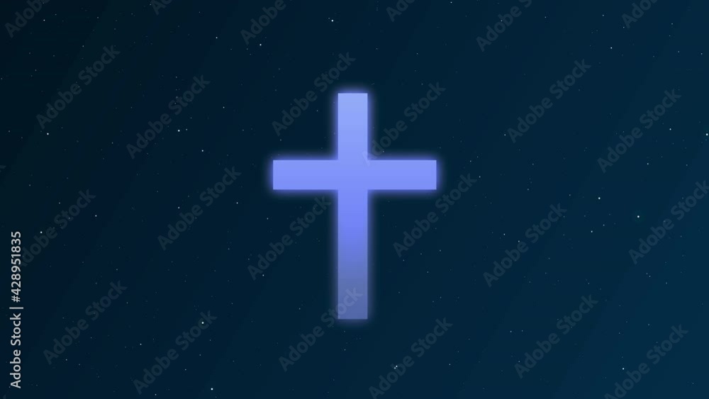Christian Cross Symbol Animation on Space Background Christian Cross Symbol Animation on Space Background