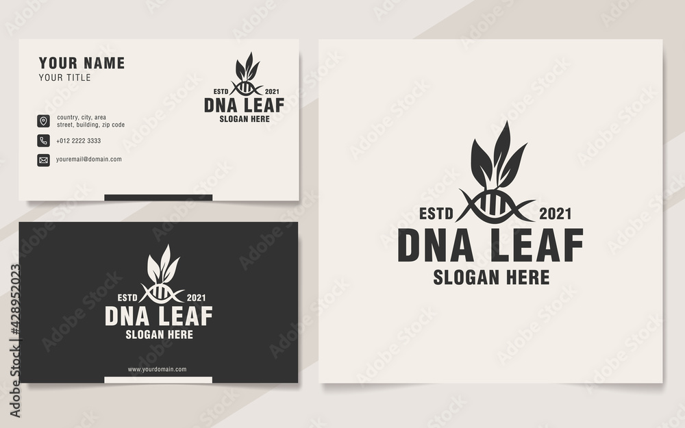 Fototapeta premium Vintage DNA leaf logo template monogram style