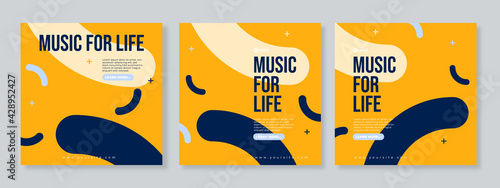 Music banner for social media post template vector