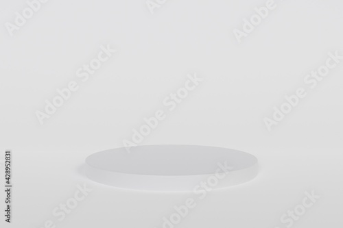3D rendering of Empty podium on white background with Cylinder stand concept. 
