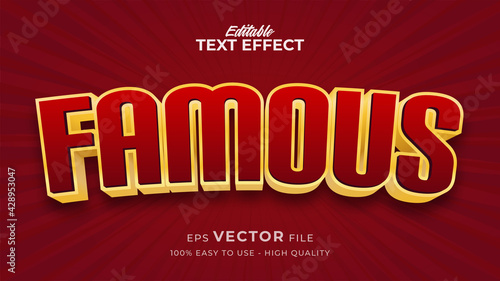 Editable text style effect - red comic famous text style theme