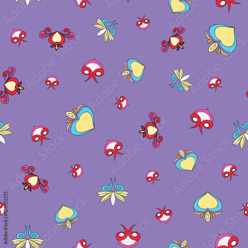 Vector purple background Brittany celtic, Breton trational folklore symbols seamless pattern. Seamless pattern background