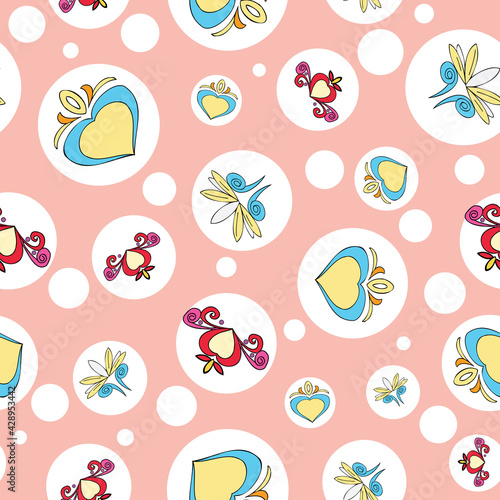 Vector pastel background Brittany celtic, Breton trational folklore symbols seamless pattern. Seamless pattern background
