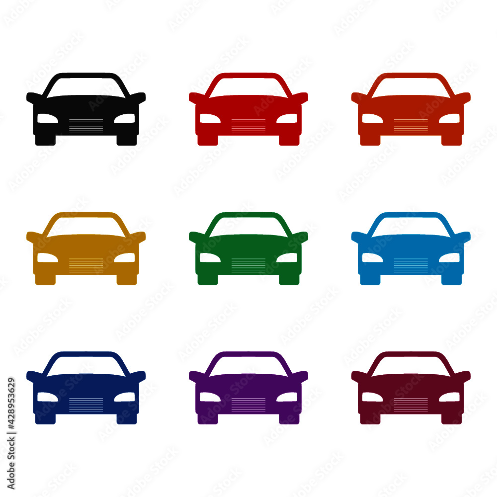 Car icon isolated on white background color set Car icon isolated on white background color set