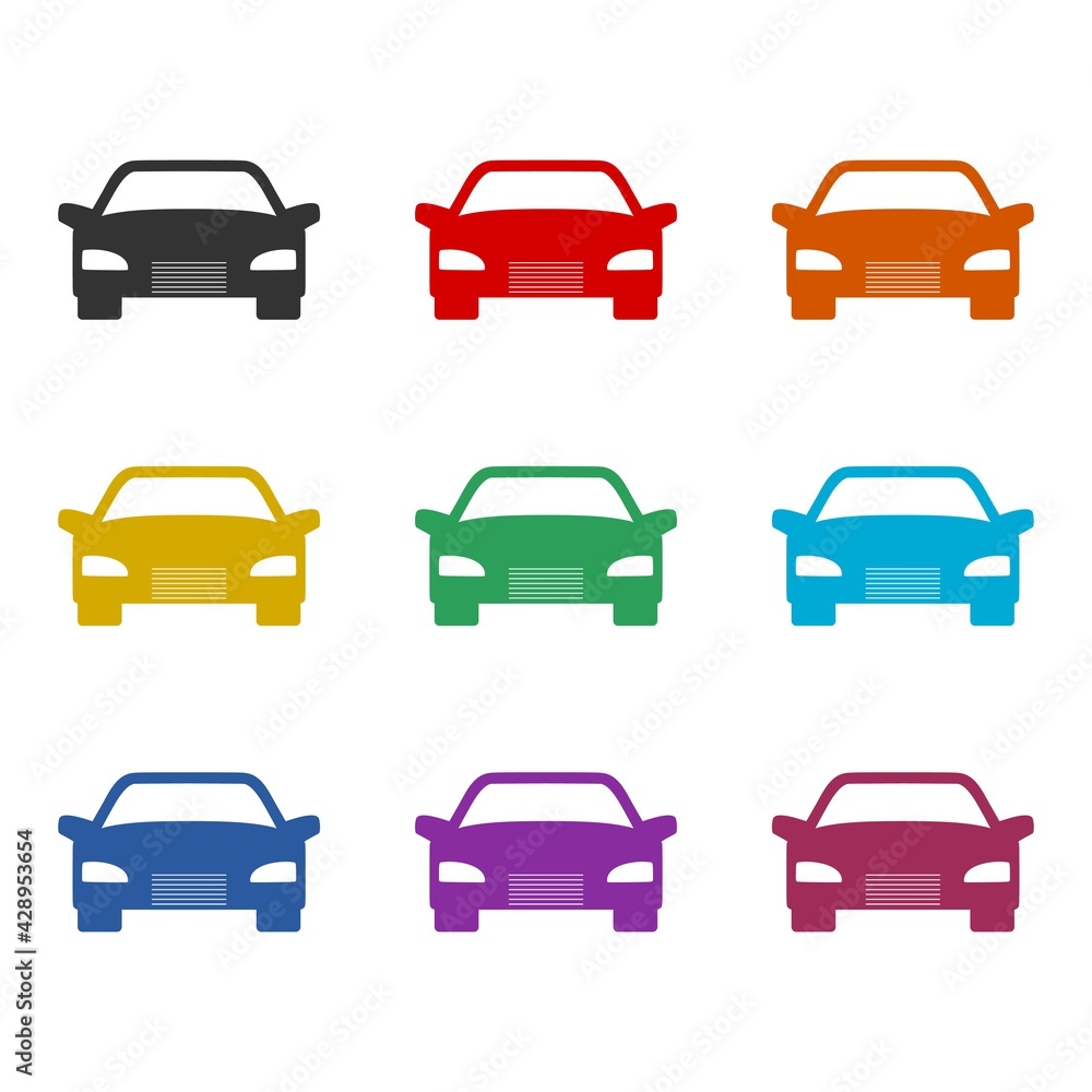 Car icon isolated on white background color set Car icon isolated on white background color set