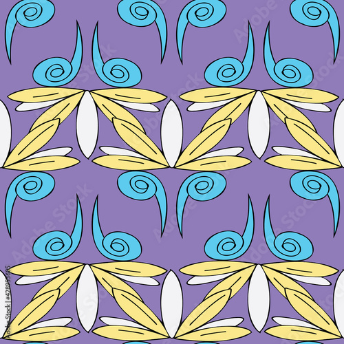 Vector purple background Brittany celtic, Breton trational folklore symbols seamless pattern. Seamless pattern background