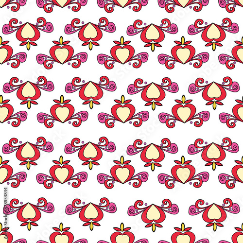 Vector white background Brittany celtic, Breton trational folklore symbols seamless pattern. Seamless pattern background