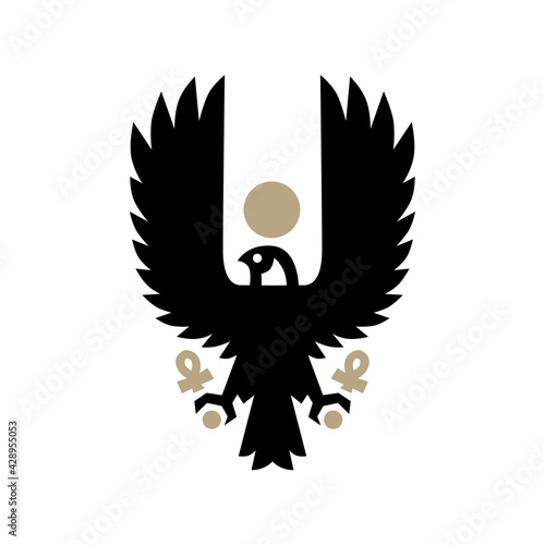 horus eagle falcon bird egyptian logo vector icon illustration