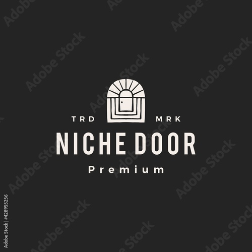 niche door curve hipster vintage logo vector icon illustration