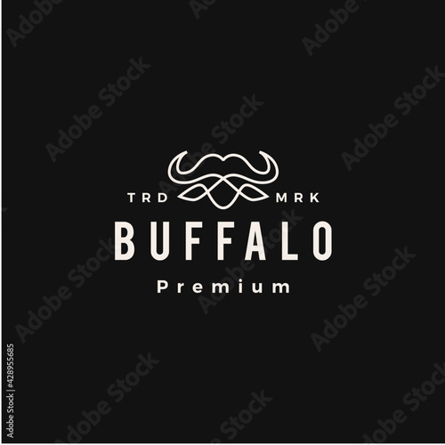 water buffalo monoline outline hipster vintage logo vector icon illustration