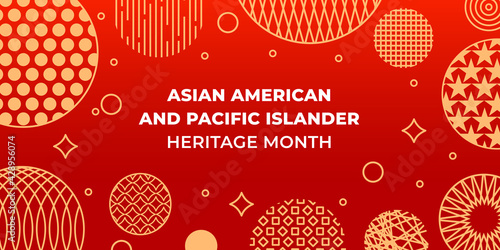 Asian American and Pacific Islander Heritage Month. Vector banner for social media, card, poster. Illustration with text, chinese lantern. Asian Pacific American Heritage Month horizontal composition