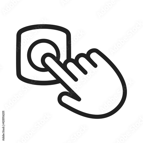 Door bell icon flat style design outline sign vector illustration isolated on white background. Pushing ring doorbell button symbol minimal design.
